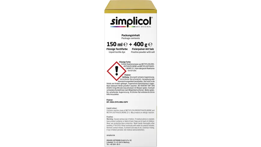 Simplicol Textilfarbe Intensiv Senf-Gelb 150 ml