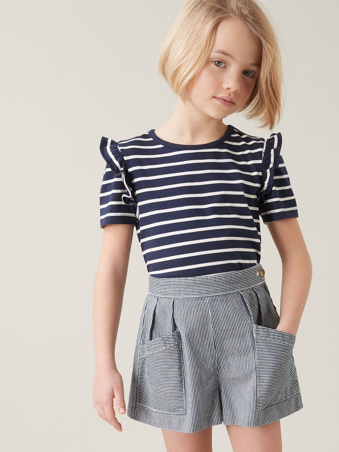 Short rayé CYRILLUS collection Hickory stripes rayé blanc