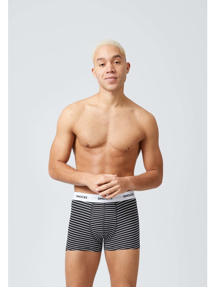 SNOCKS Boxershorts aus Bio-Baumwolle 6 Stück in Schwarze Streifen günstig kaufen