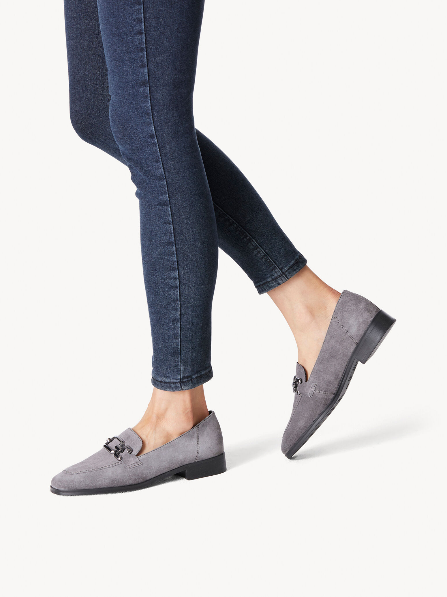 Slipper en cuir - gris