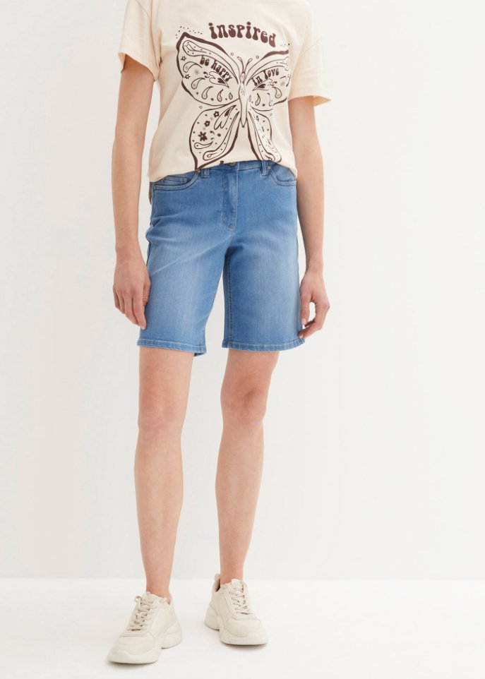 Stretch-Jeans-Bermuda mit Bequembund