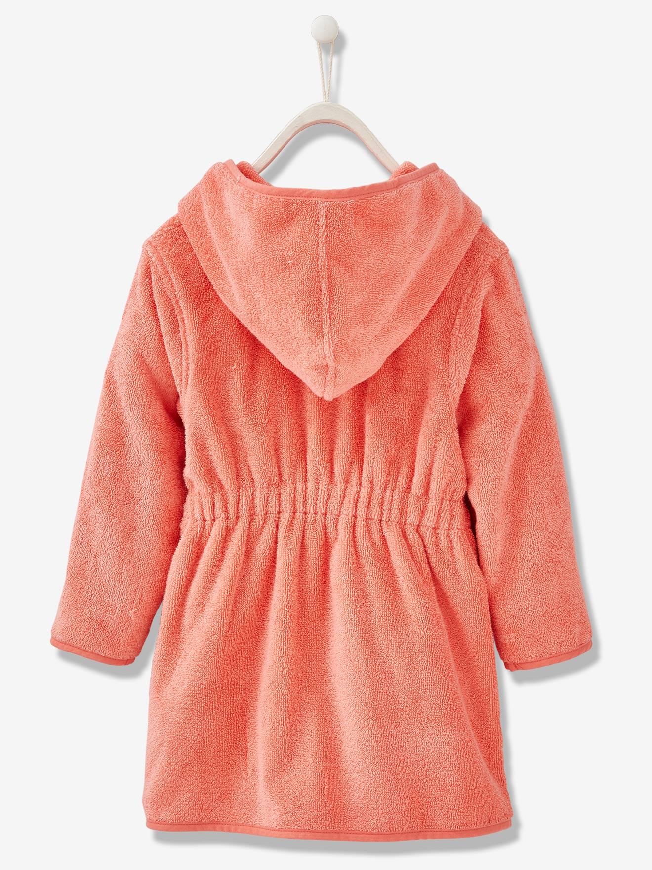 Peignoir de bain enfant à capuche vieux rose