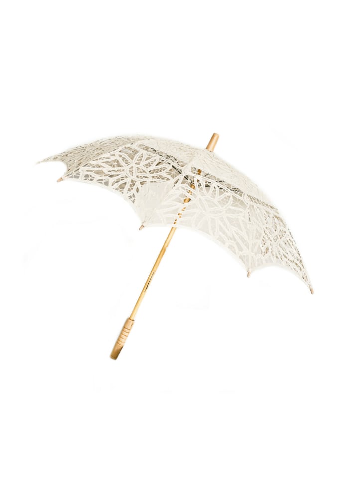 COFI 1453 Elegante handgemachte Brautschirme Spitze robustem Holzgriff für in Creme günstig kaufen onesize