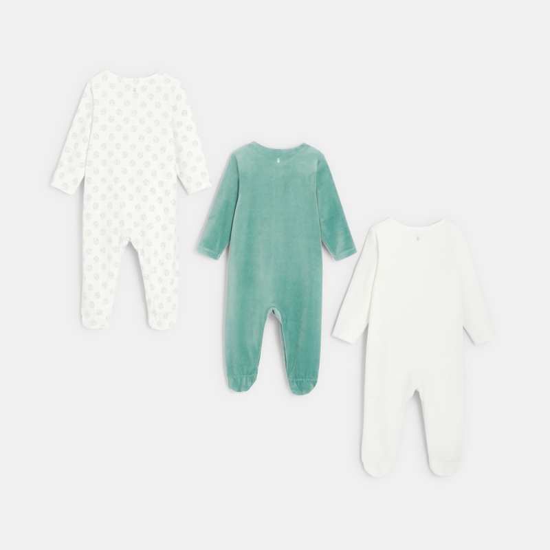 Dors-bien velours (lot de 3) blanc naissance