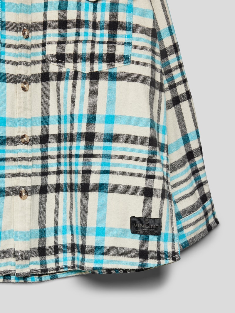 Hemd mit Glencheck-Muster Modell 'LEANO' in hellblau