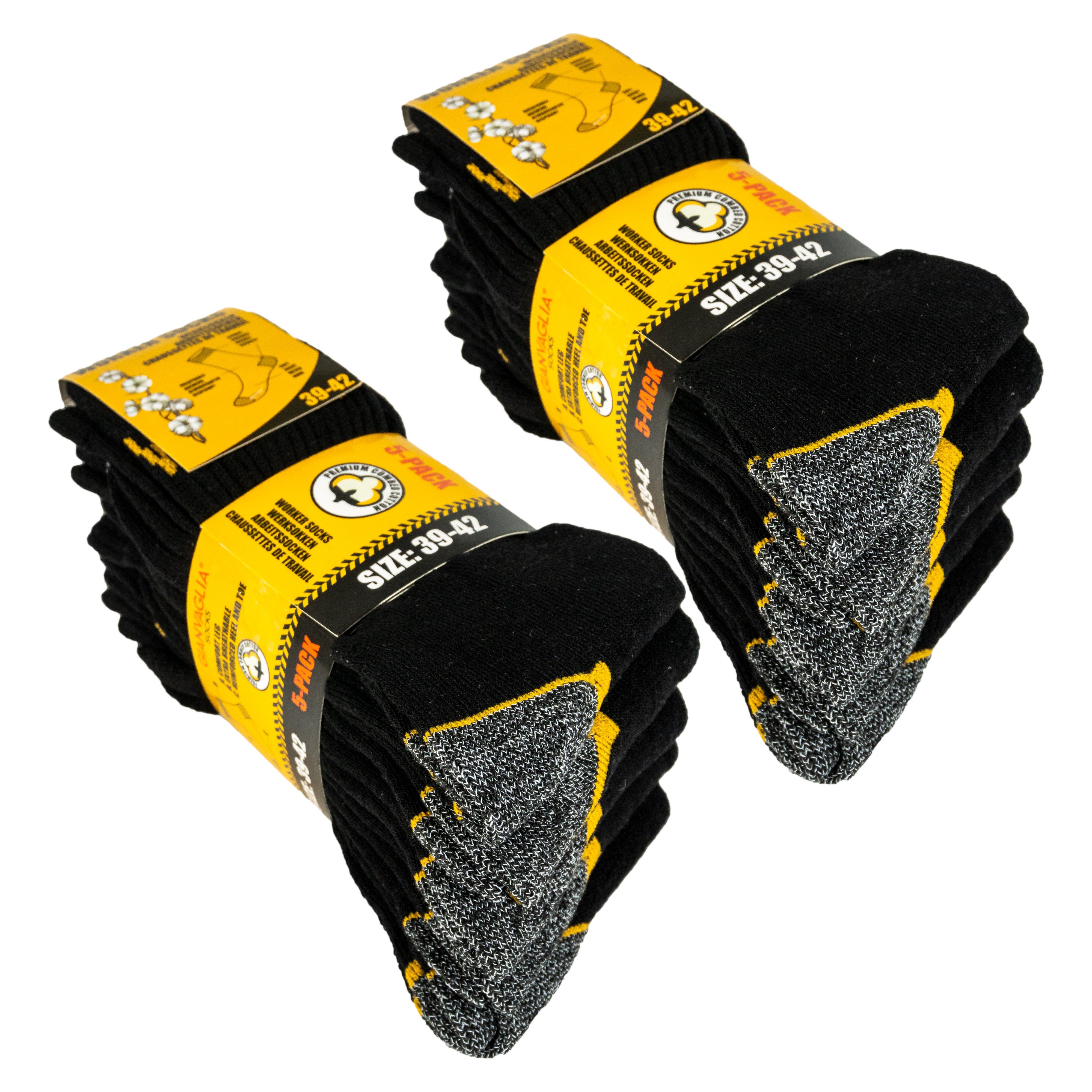 TEXEMP Arbeitssocken 10 Paar Arbeitssocken WORK Herrensocken Socken Baumwolle Dicke Strümpfe Schwarz Arbeit 39-42 43-46 (Packung, 10 Paar)