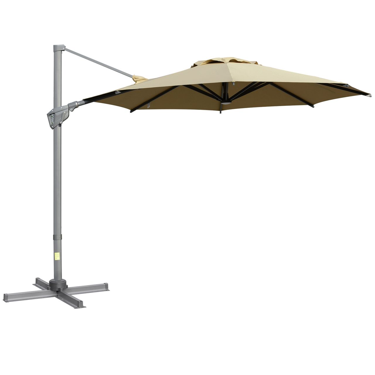 Outsunny Sonnenschirm Ø298 cm Kurbelschirm Ampelschirm Winkel verstellbar Khaki