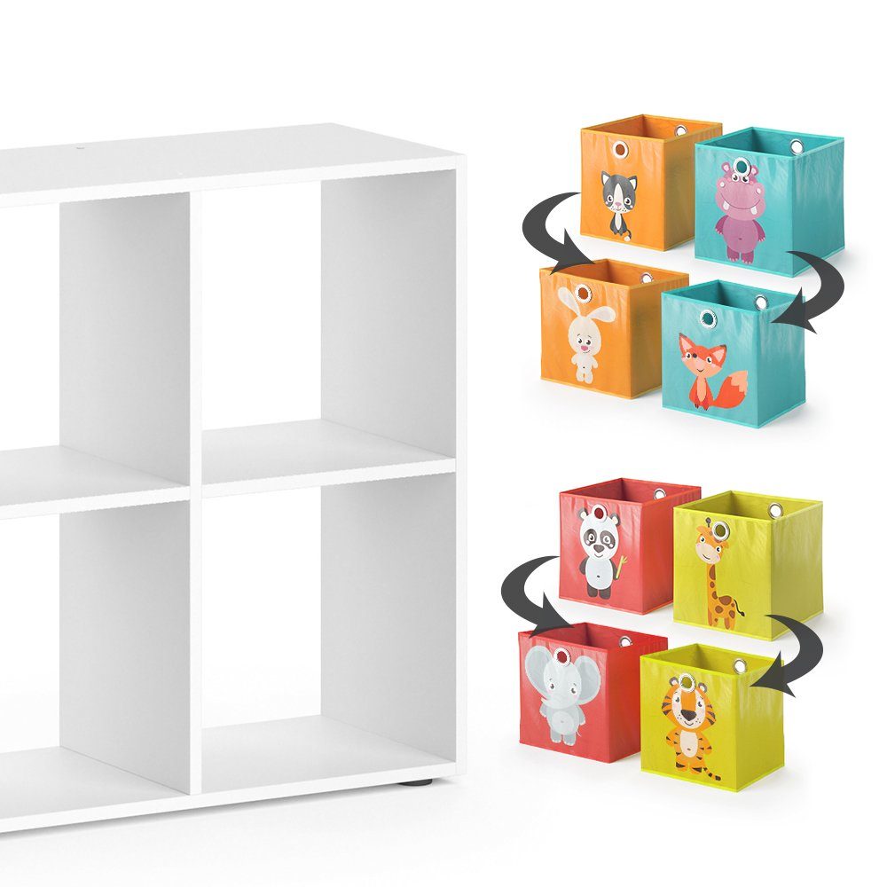 Vicco Raumteiler Bücherregal Standregal SCUTUM 8 Fächer Weiß inkl. Faltboxen