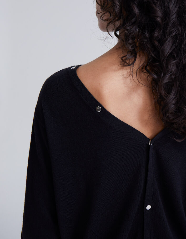 Cardigan maille tricot noir réversible femme