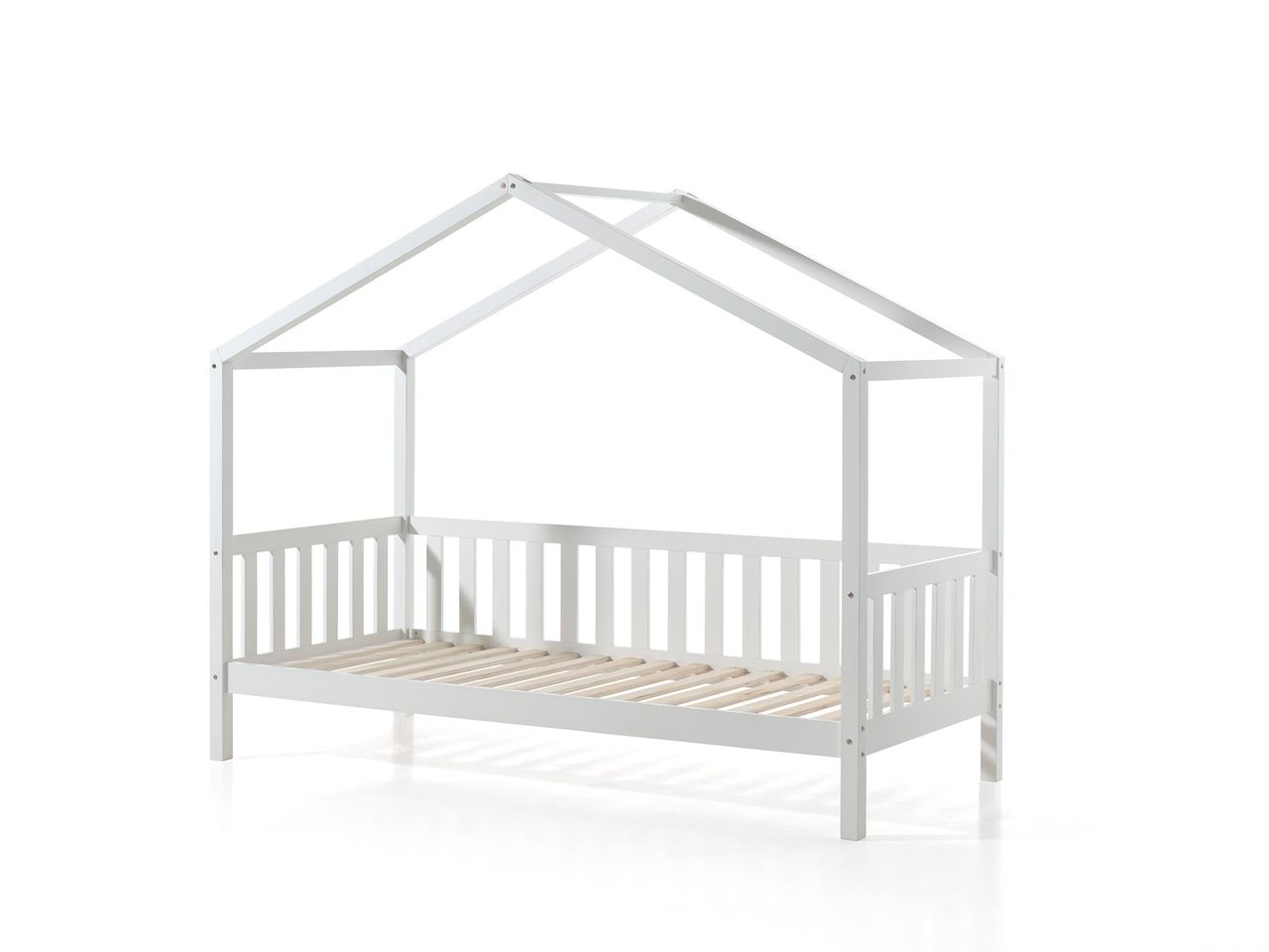 VIPACK Dallas 1 Hausbett mit seitlicher Umrandung 90 x 200 cm Liegefläche, Weiß