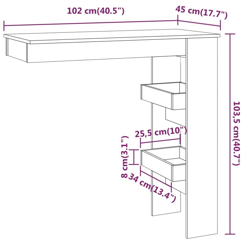 möbelando Tresentisch 3013730 (LxBxH: 45x102x103,5 cm), aus Holzwerkstoff in Grau Sonoma