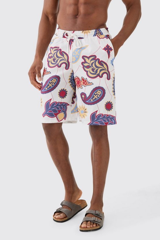 Ripstop Badehose mit Paisley-Print