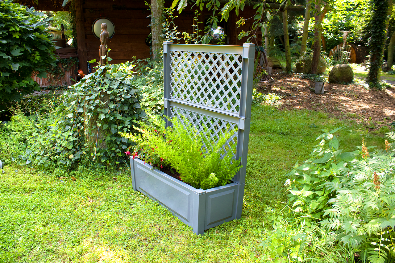 KHW KHW Pflanzkasten groß mit Spalier (2-tlg.) 100 cm grau - 2er Set