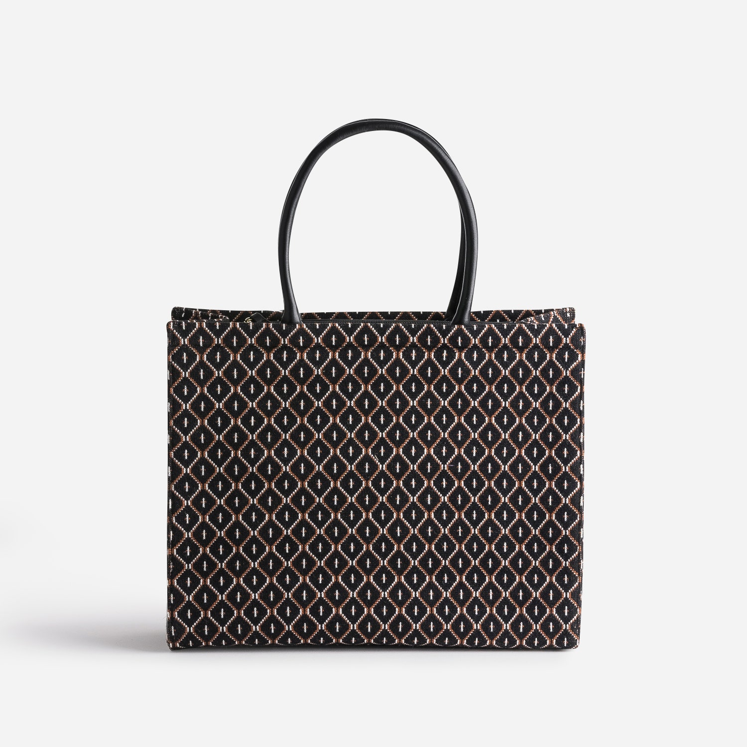 Sac cabas noir en textile à motif graphique