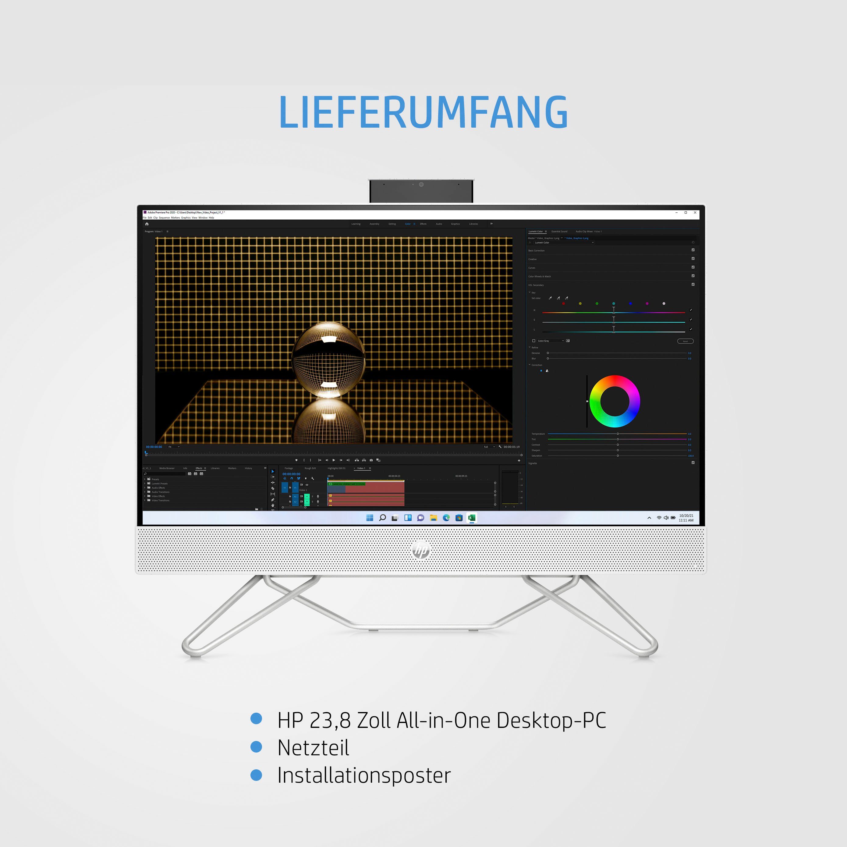 HP 24-cb0204ng All-in-One PC (23,8 Zoll, Intel Celeron J4025, UHD Graphics 600, 4 GB RAM, 256 GB SSD)