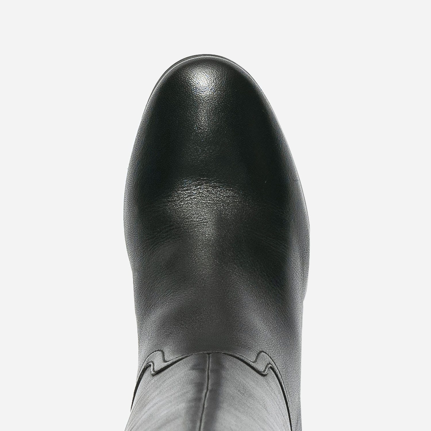 Botte noire en cuir à talon