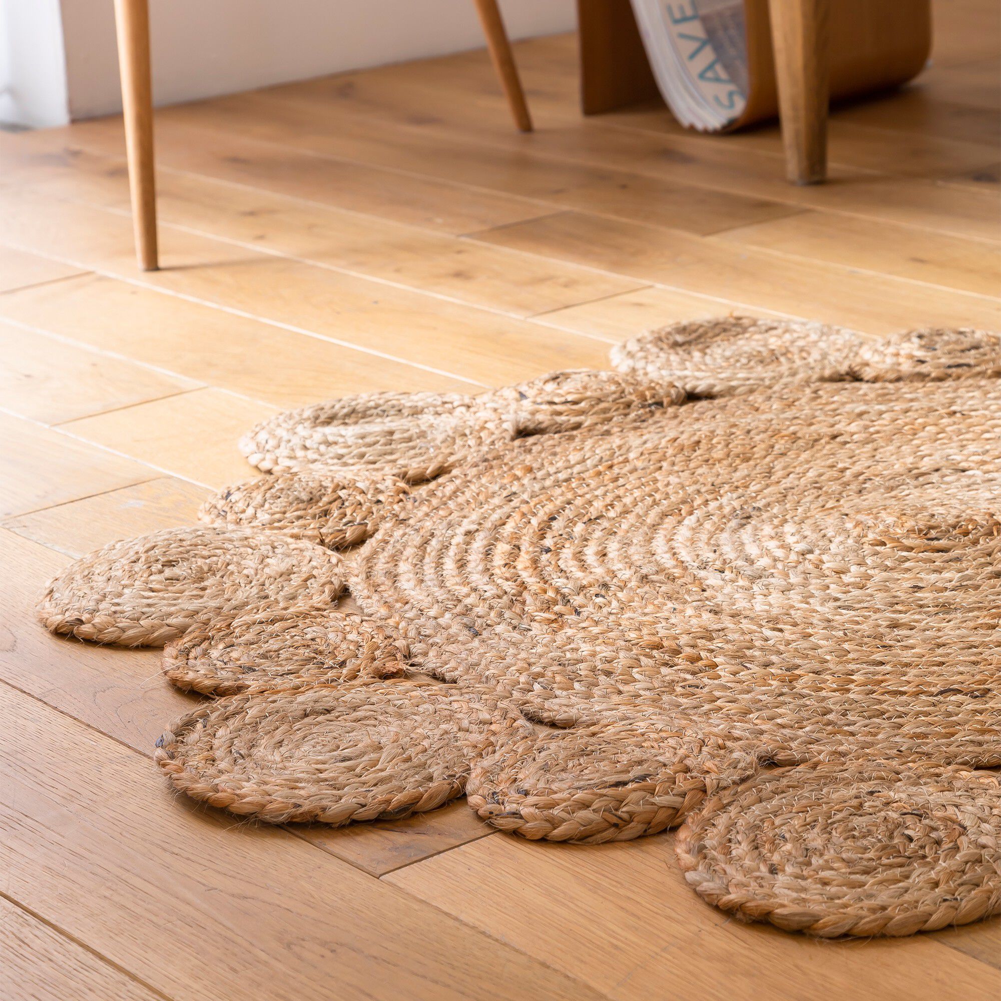 Tapis rond en jute ajouré