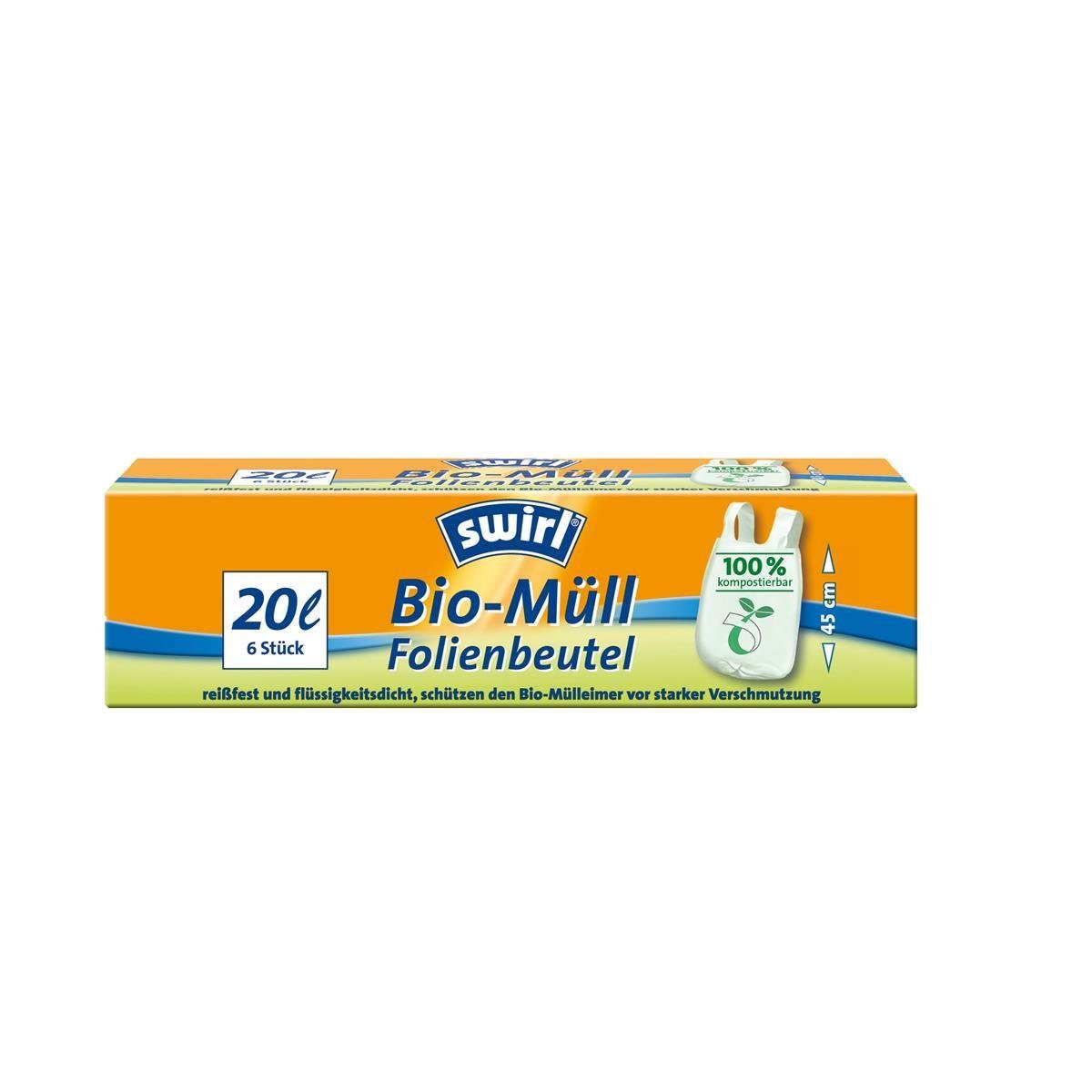 Swirl Müllbeutel Swirl Bio-Müll Folien-Beutel 20l mit Tragegriff 6stk./Rolle