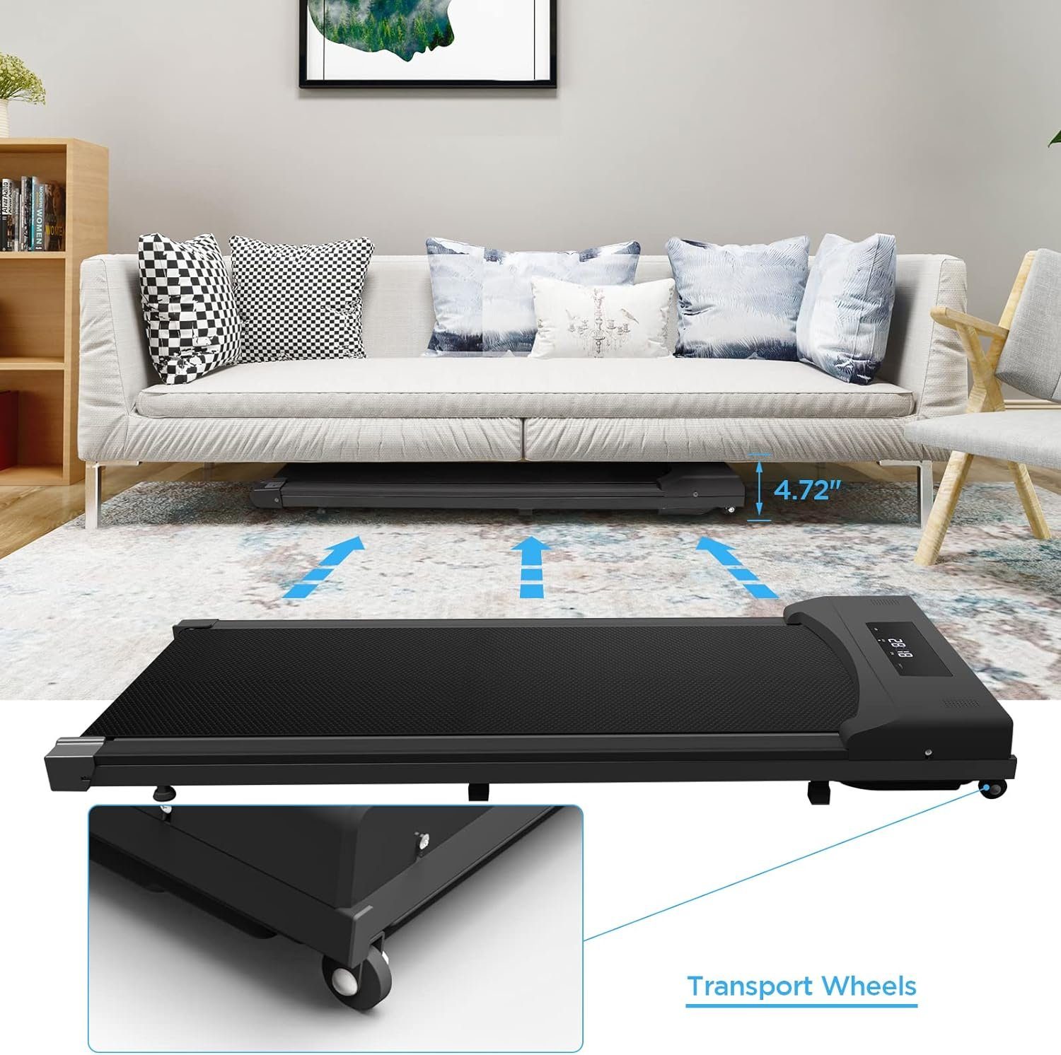 Tvdugim Laufband (Zuhause, Walking Pad, Laufband Schreibtisch für Zuhause und Büro), Schreibtisch für Zuhause und Büro mit Fernbedienung LCD-Anzeige