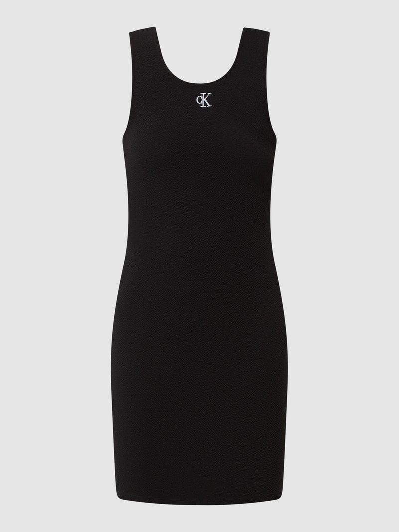 Minikleid mit Label-Stitching Modell 'Slub' in black