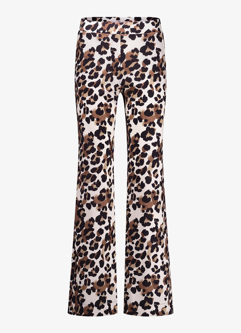 Pantaloni evazați Studio Anneloes Marinda cu imprimeu leopard și buzunare laterale.