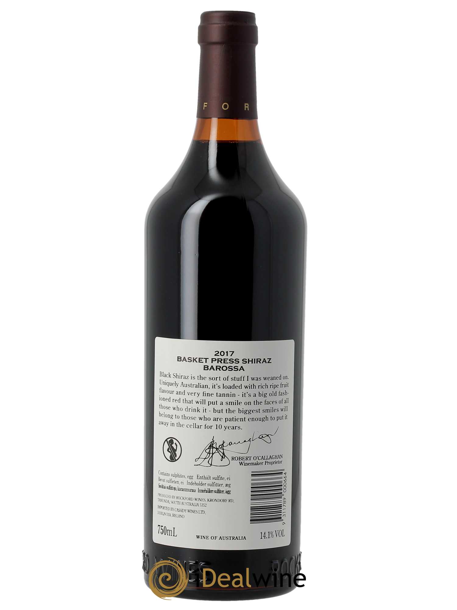 Barossa Valley Rockford Basket Press Shiraz  2017 - Lot de 1 Bouteille