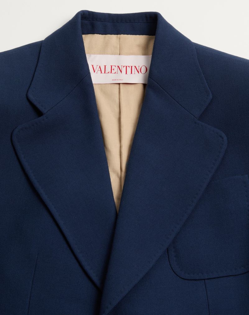Jaqueta de gabardine de lã com abotoamento simples