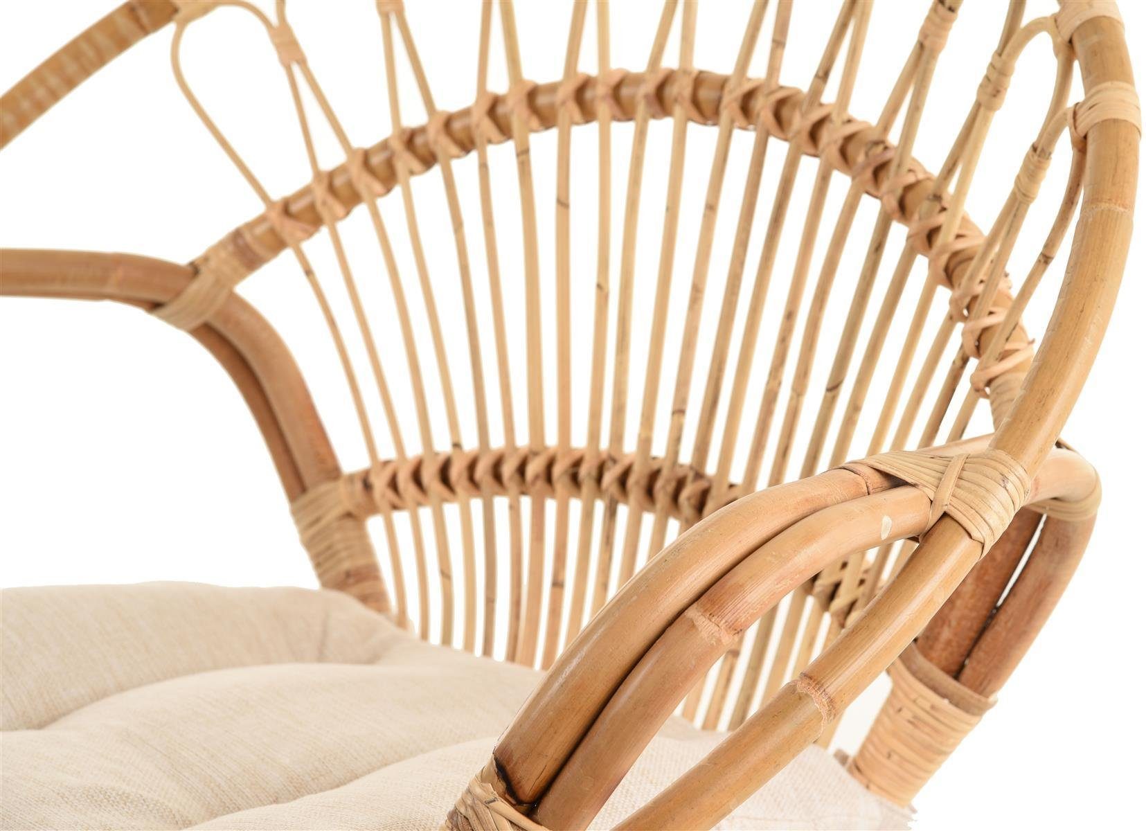 Krines Home Rattanstuhl Set/2 Korbsessel mediterran Lounge Rattansessel Natur Rattan (Tropic), Korbstuhl mit Armlehnen Wintergarten