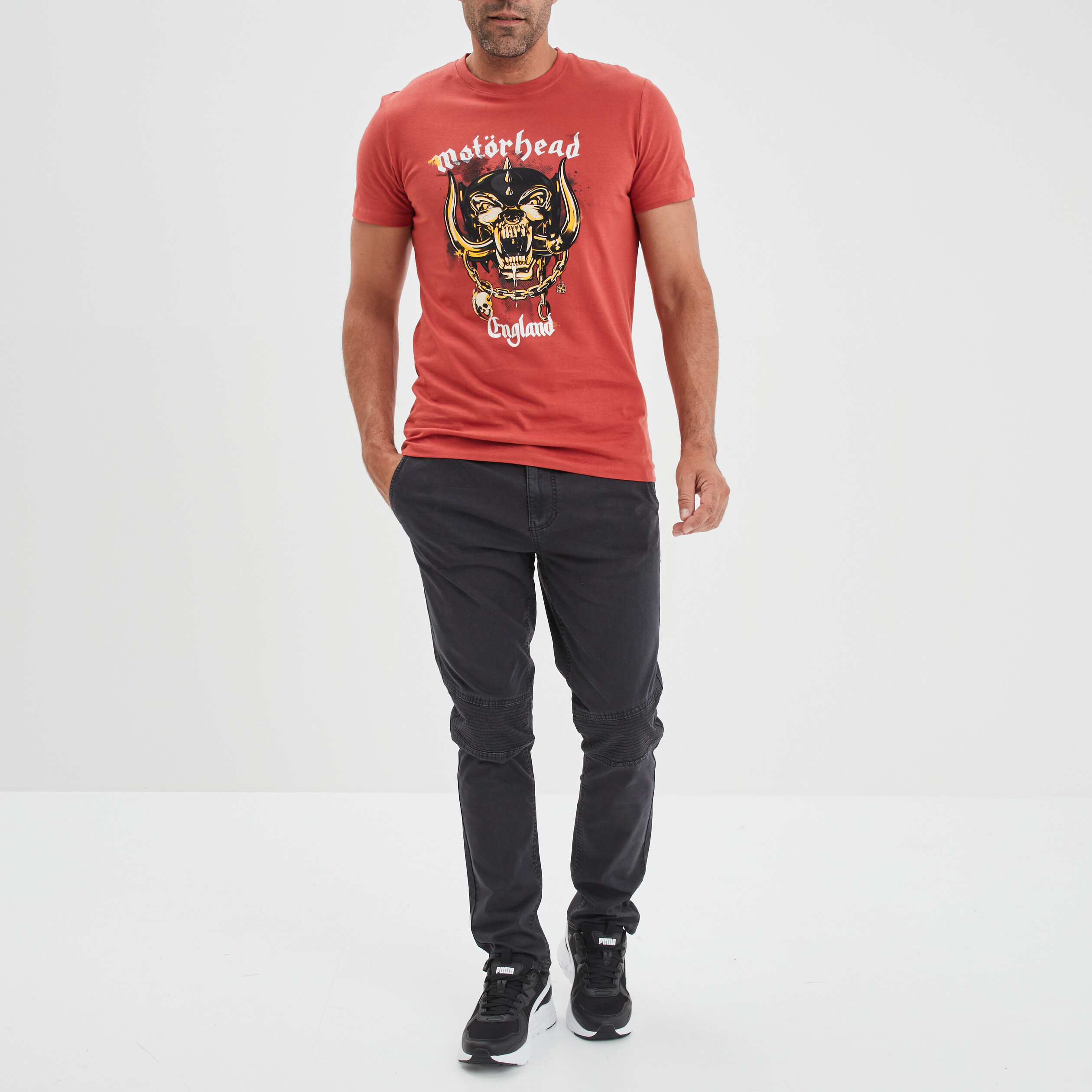 T-shirt manches courtes coton Motorhead rouge foncé homme | La Halle