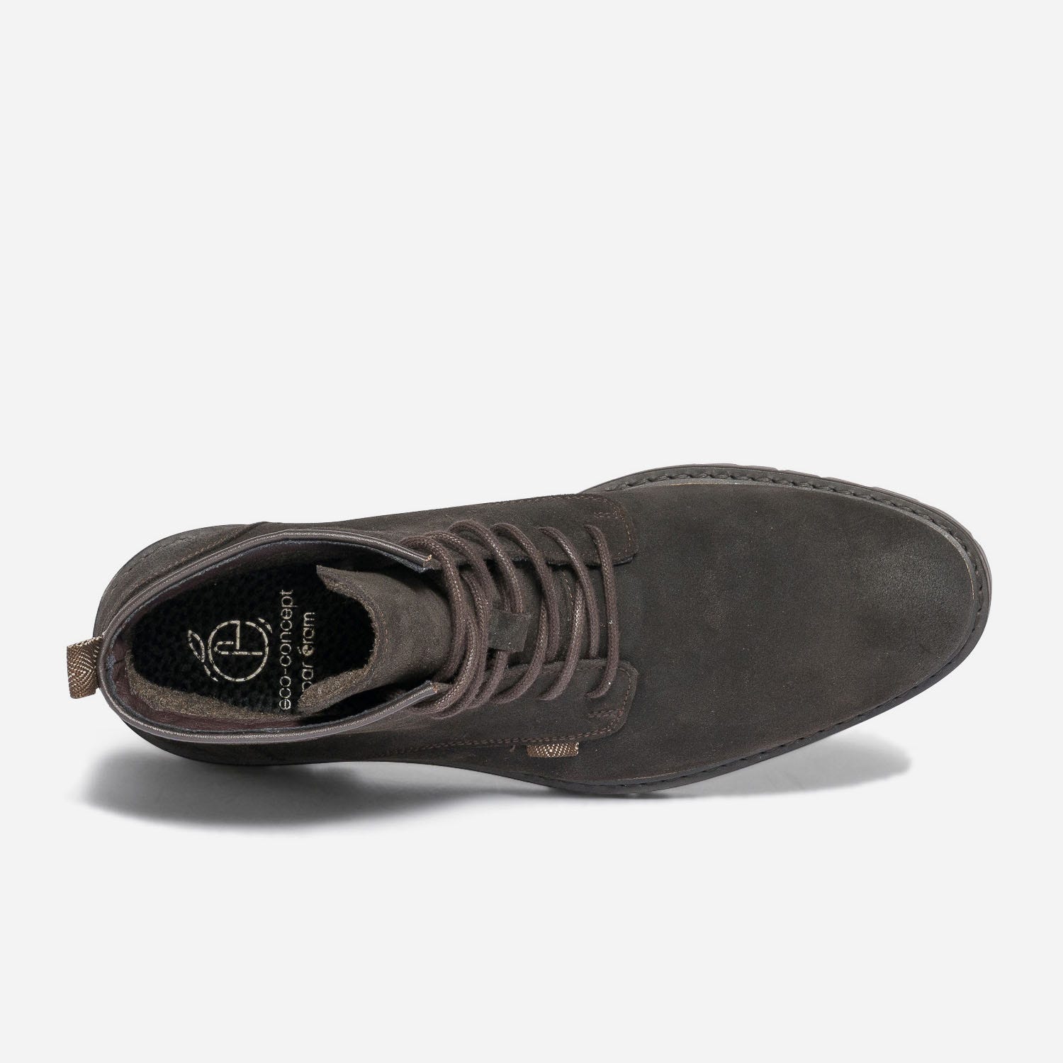 Boots à lacet marron foncé en cuir velours
