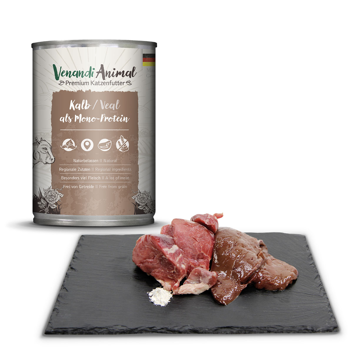 Venandi Animal - Probierpaket II 2xHuhn & Kaninchen, 2xKalb, 2xTruthahn