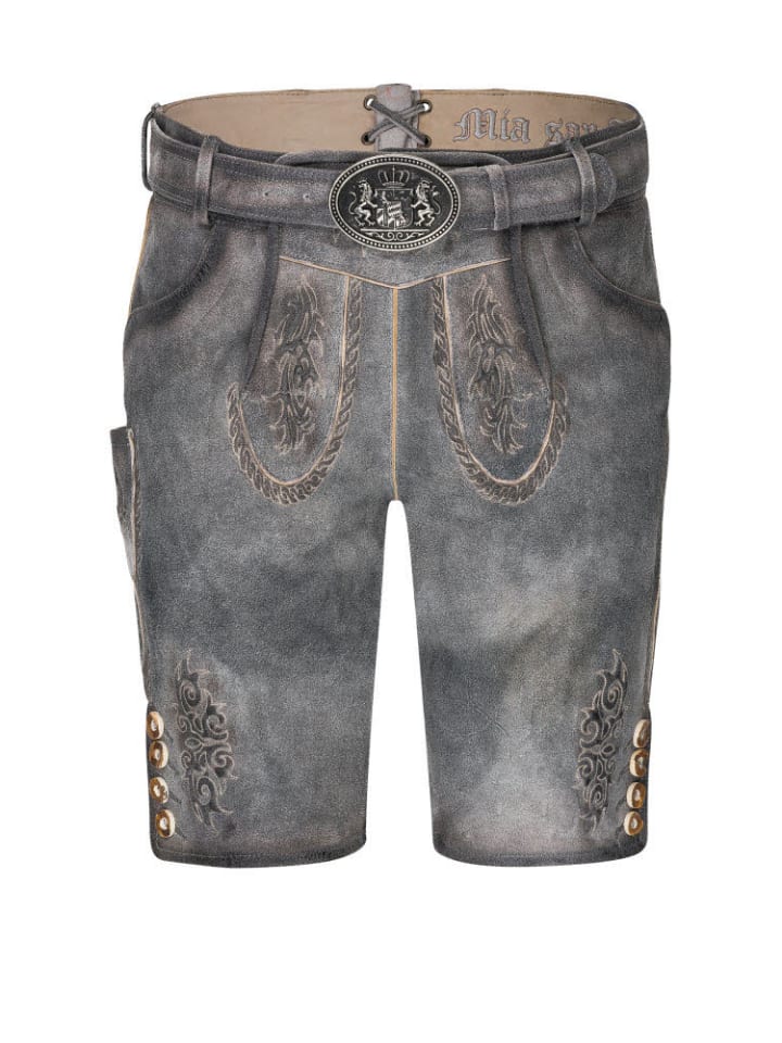 Nübler Lederhose kurz Thomas in Grau günstig kaufen
