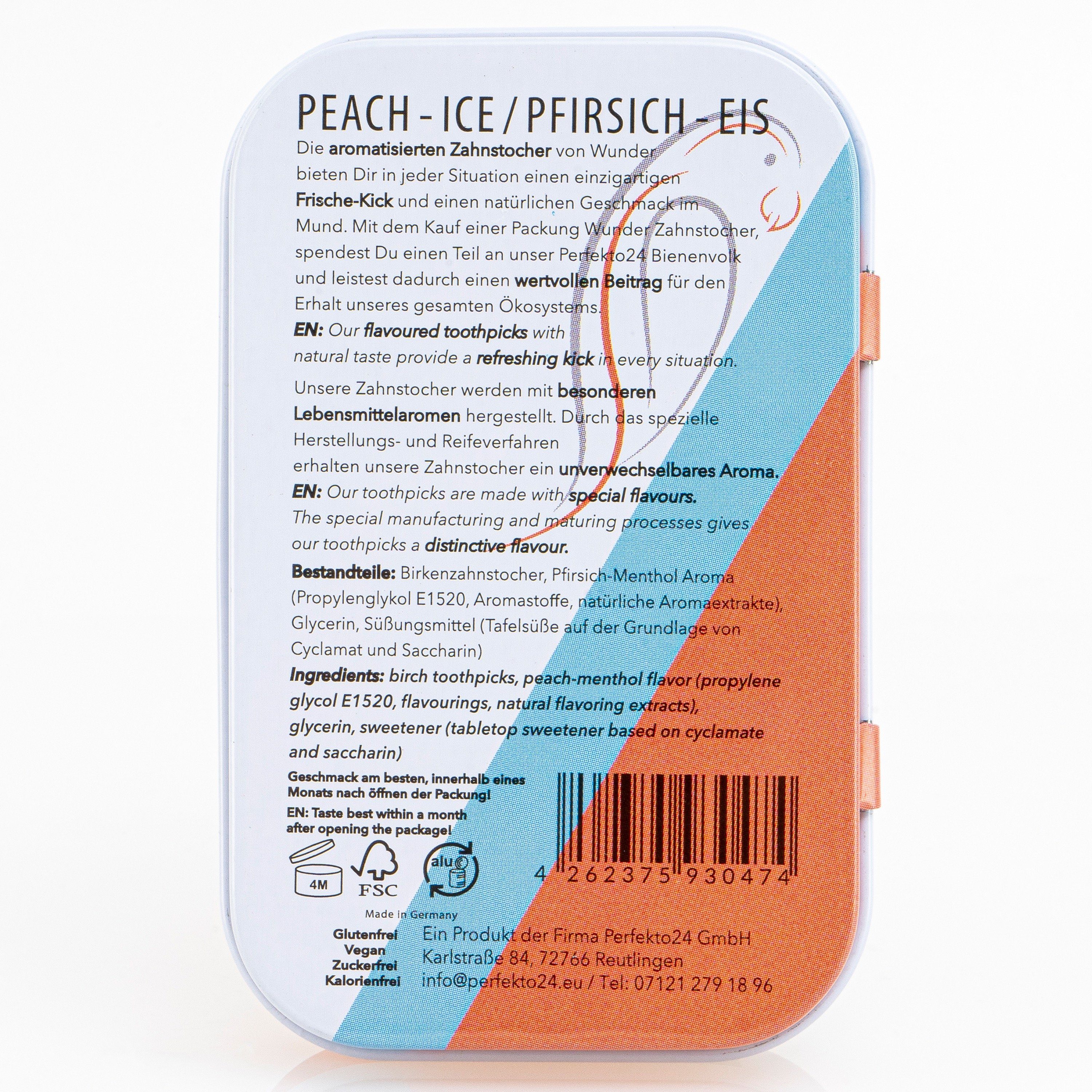 Perfekto24 Mundpflegecenter Wunder Zahnstocher mit Geschmack - 3er Bundle Pfirsich/Ice