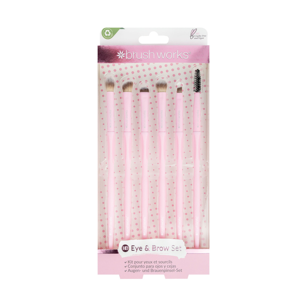 Brushworks Set de maquillage essentiel pour yeux et sourcils  HD Rose Kit de pinceaux