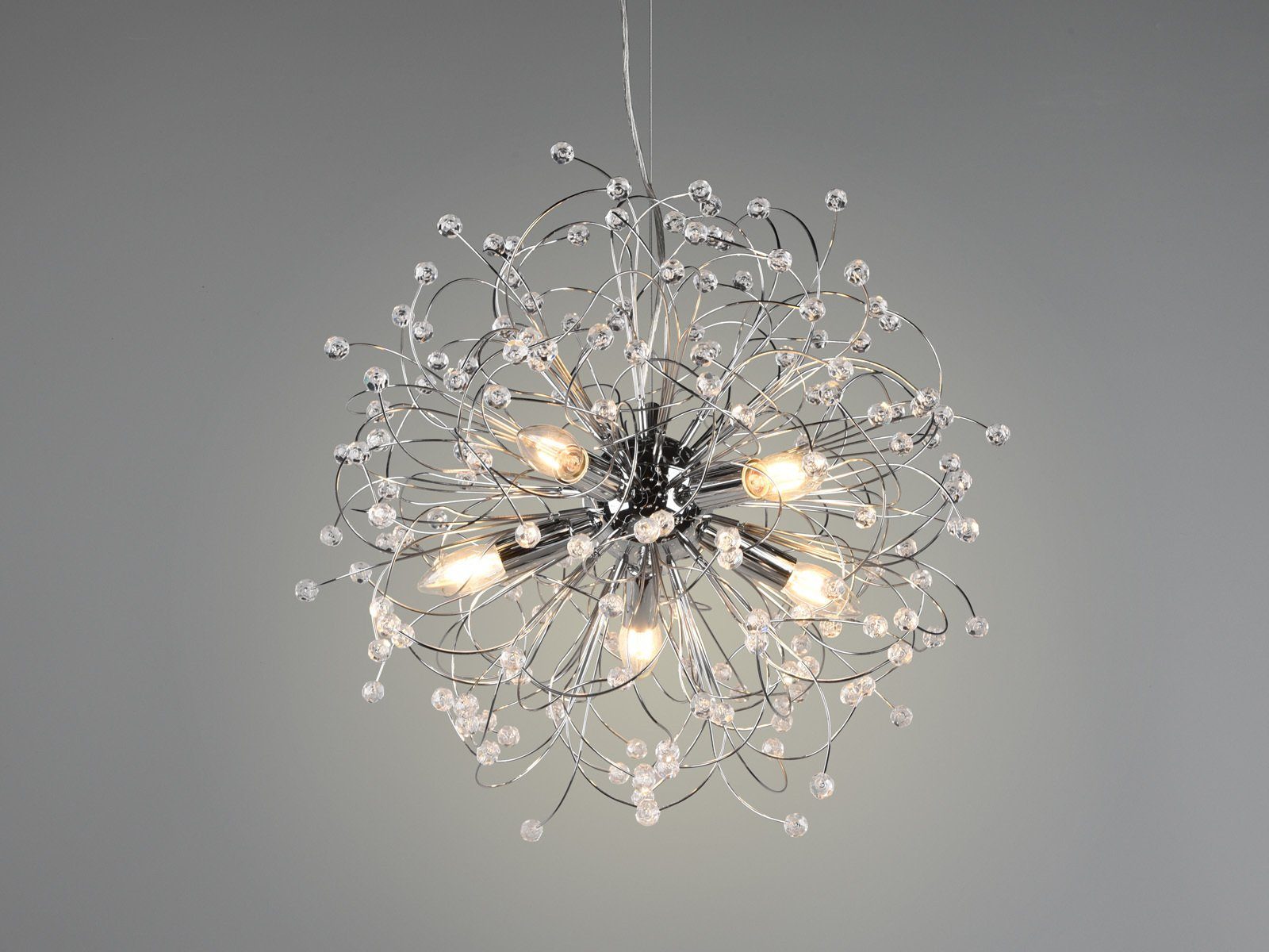 meineWunschleuchte LED Pendelleuchte, Dimmfunktion, LED wechselbar, warmweiß, ausgefallene Designer Kristall-lampe für Treppenhaus & Galerie, Ø 55cm