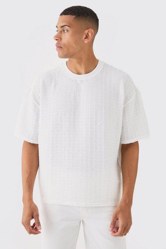 Kastiges strukturiertes Oversize T-Shirt