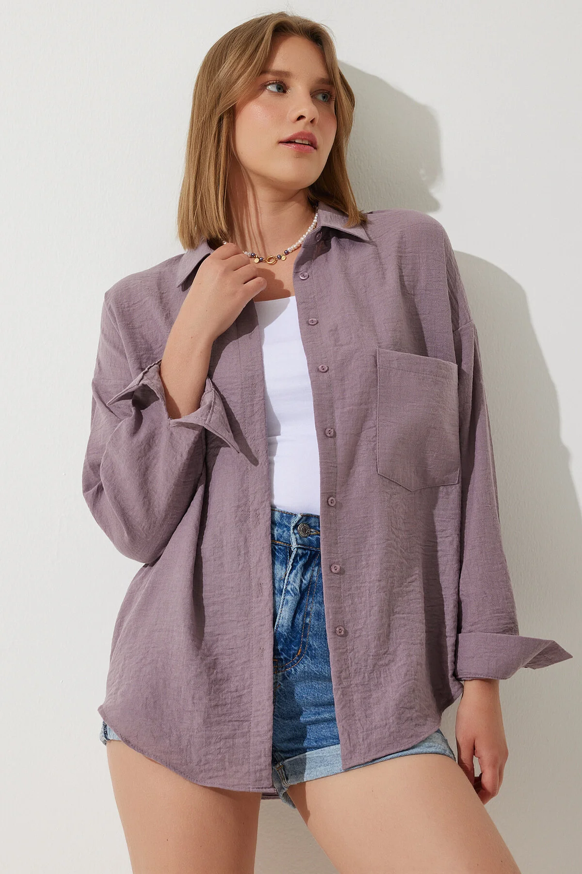 Happiness İstanbul  Hemd - Lila - Oversized