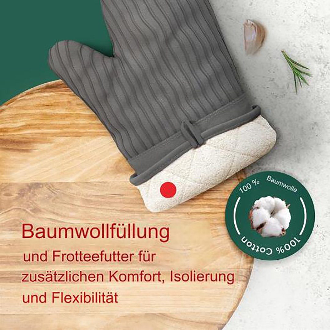 FIDDY Topfhandschuhe Hitzebeständige Ofenhandschuhe – Set mit 2 Küchen-Ofenhandschuhen