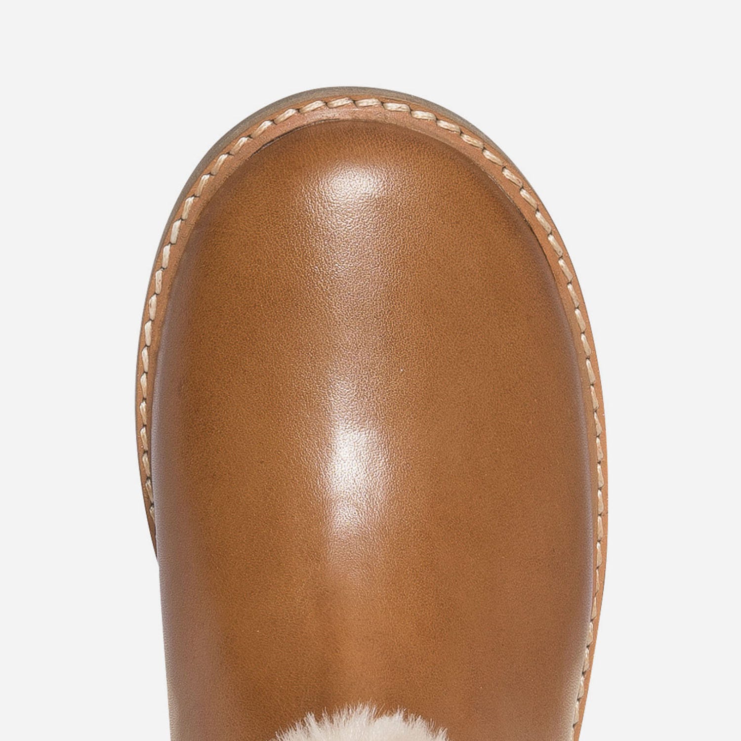 Boots camel en cuir avec empiècement amovible