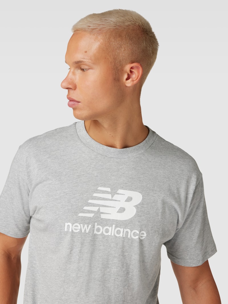 T-Shirt mit Logo-Print in hellgrau meliert