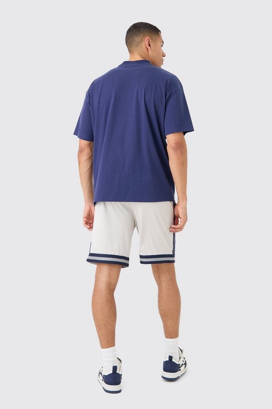 Oversize T-Shirt mit lizenziertem Acdc-Print & Mesh-Shorts