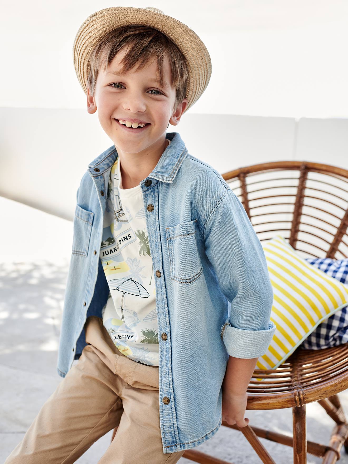 Chemise en jean garçon stone