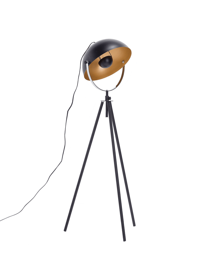 Beliani Stehleuchten THAMES in Schwarz/Gold - (W) 60 x (H) 170 x (L) 60 cm günstig kaufen onesize