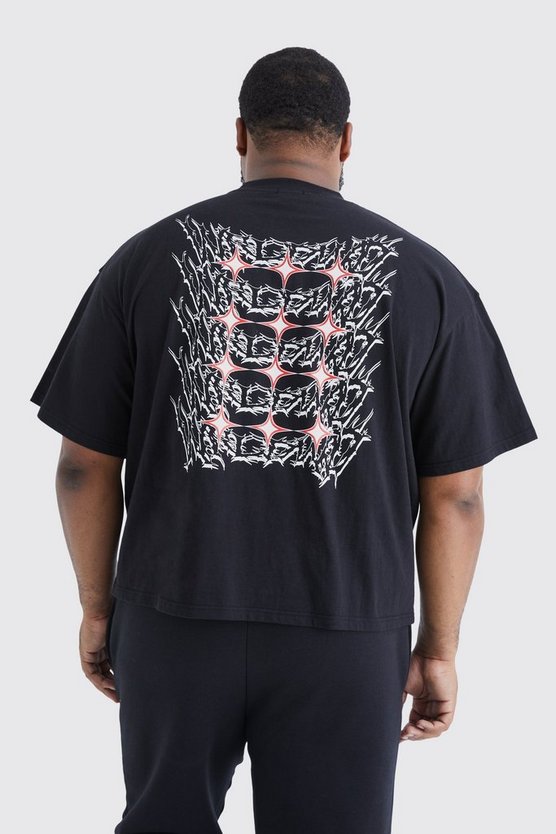 Plus kastiges Oversize T-Shirt mit Grunge Homme Print