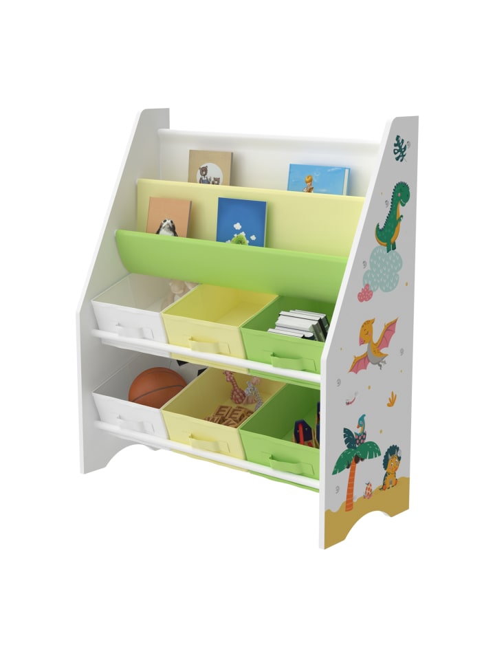 en.casa Kinderregal Ponteceso in Gelb Grün (H)74cm (B)62cm (T)26.5cm günstig kaufen onesize