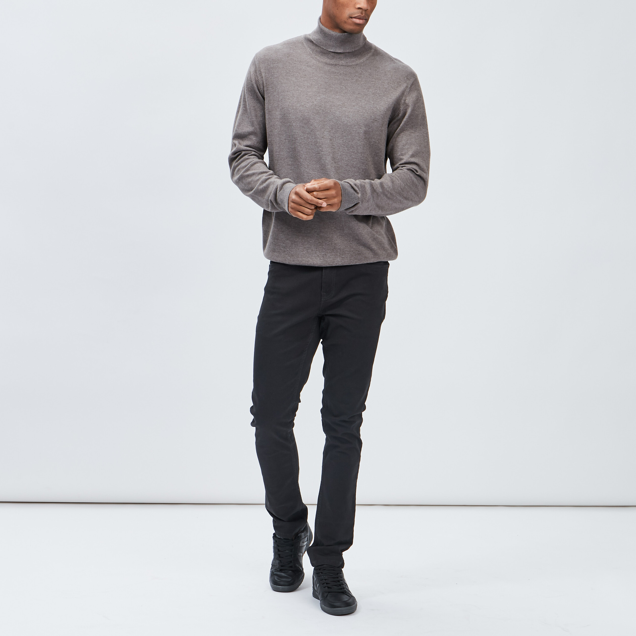 Pull avec col roulé taupe homme | La Halle