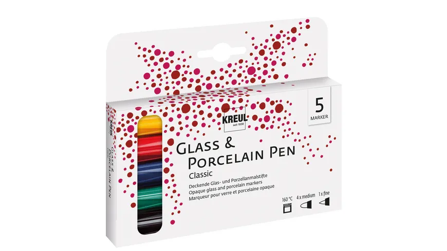 KREUL Glass & Porcelain Pen Classic 5er Set