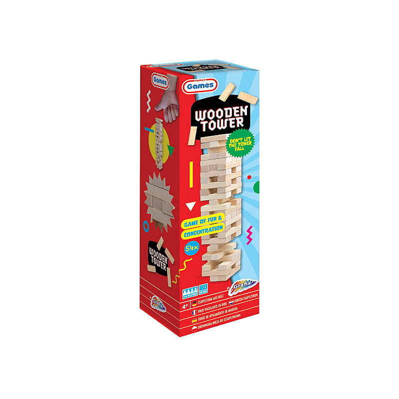 FunToys Wooden tower 54 stk treklosser