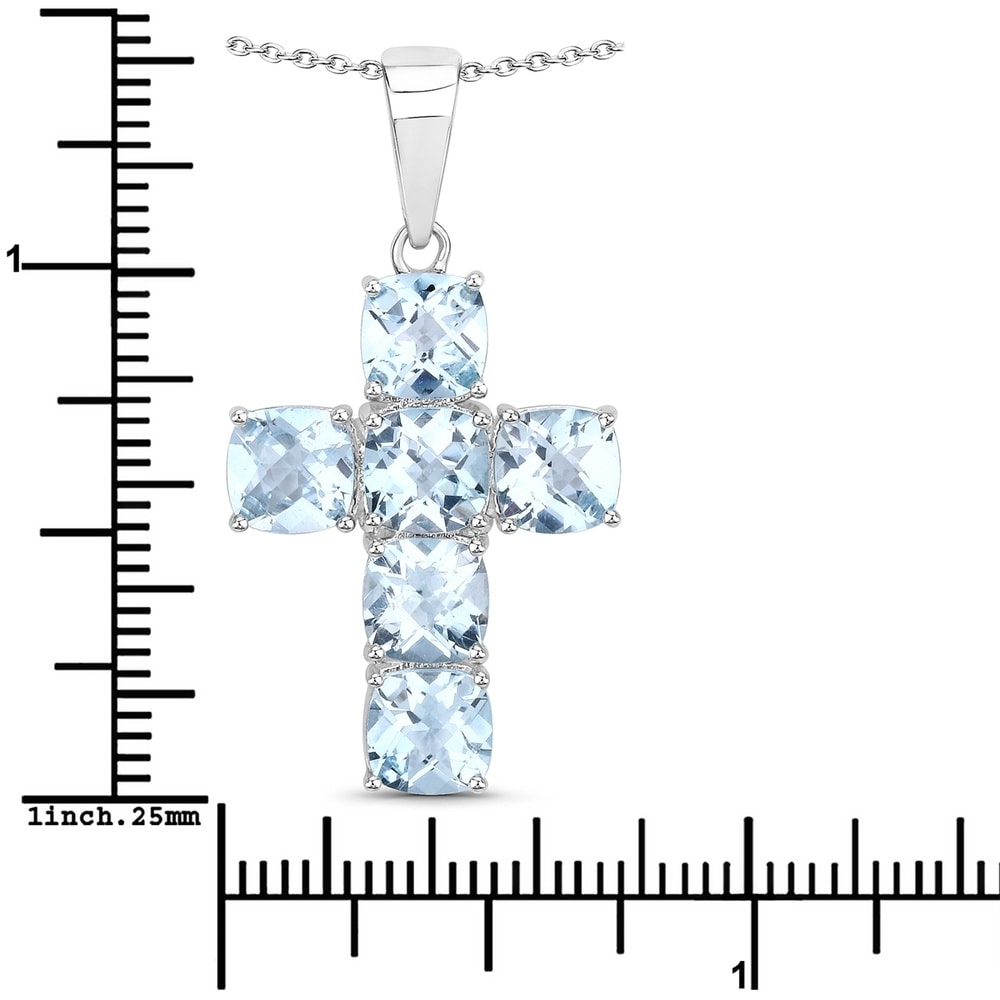 Rafaela Donata Chaîne Croix Argent sterling Topaz bleu en Argent Bijoux