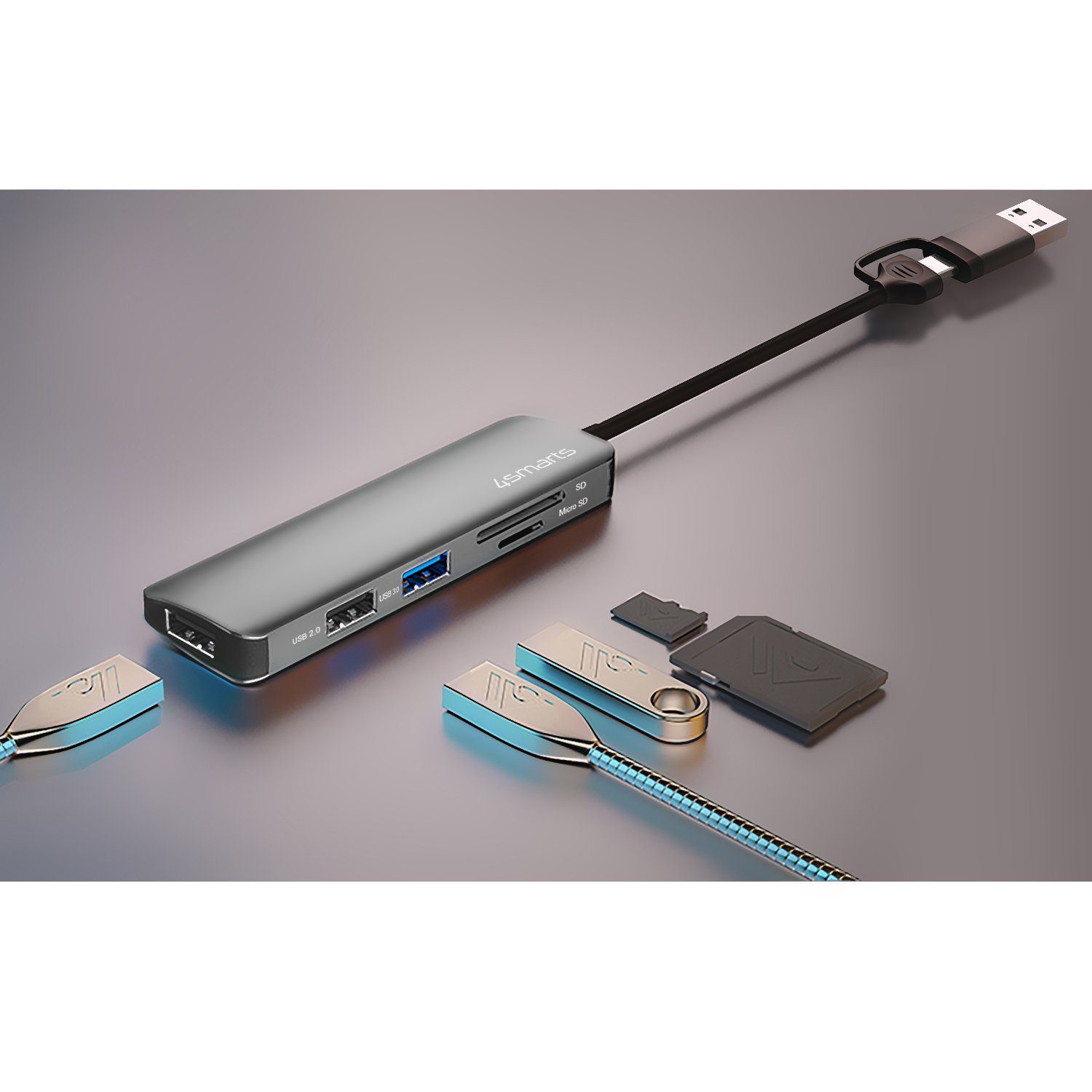 4smarts Laptop-Dockingstation 5 in1 Universal Mulitport USB Hub